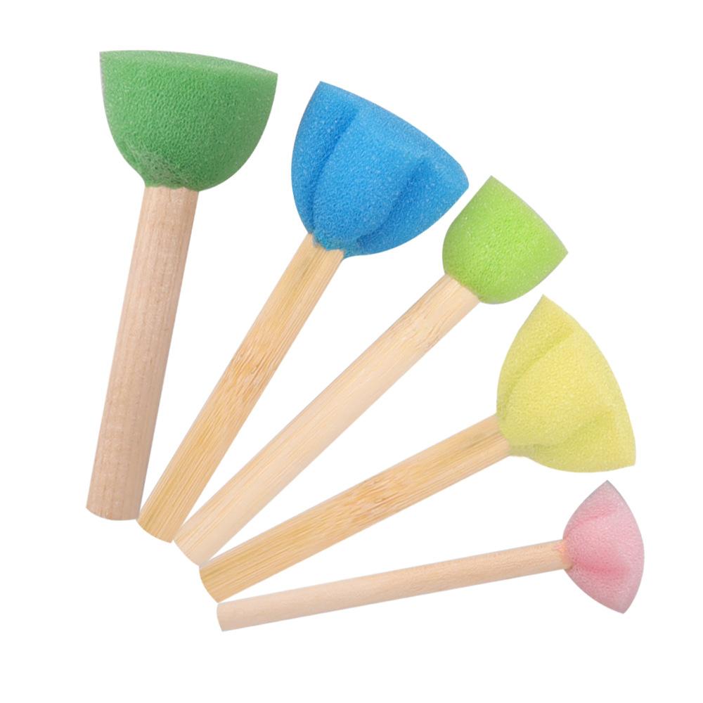 5/10 Stück Holzgriff Pilzkopf Schwammbürste Kinder DIY Malschwamm Stempel Set Farbe Graffiti Einzigartige Kunstbürste Erstellen