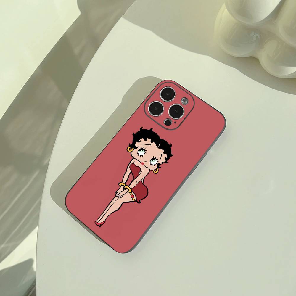 Classic Character Anime B-Bettys Boops Phone Case For iPhone 17,16,15,14,13,12,11 Pro Max,16/15/14Plus,XS Soft Black Cover