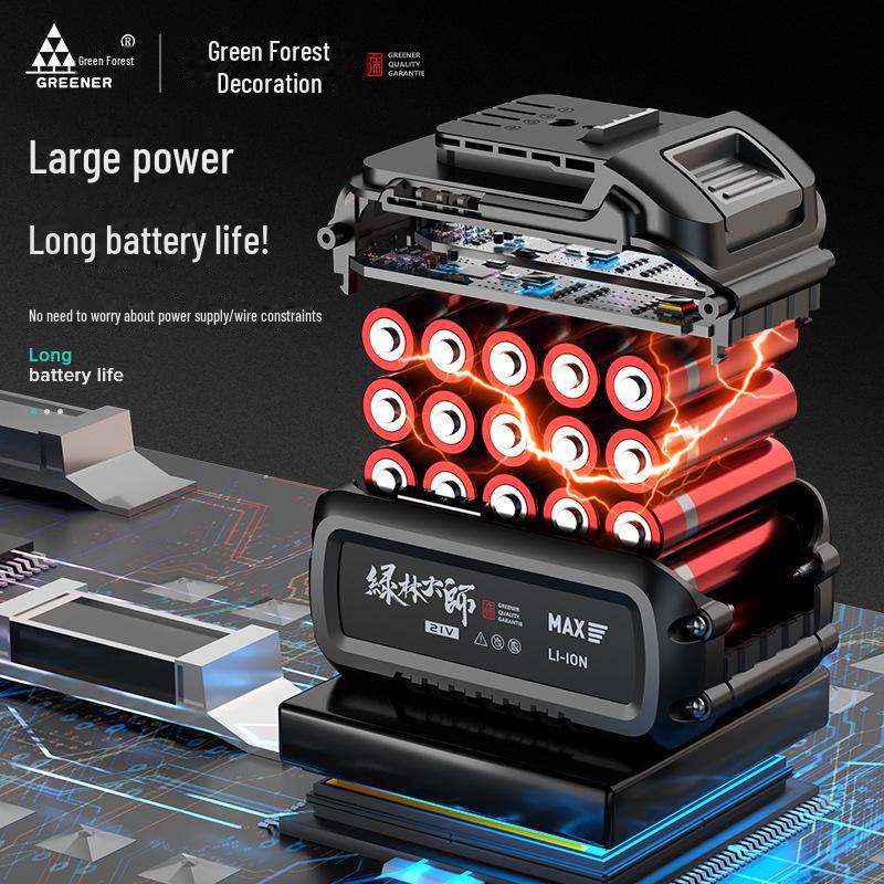 Green Forest Master Brushless Rechargeable Angle Grinder - High Power Lithium Battery for Polishing, Cutting, and Grinding.