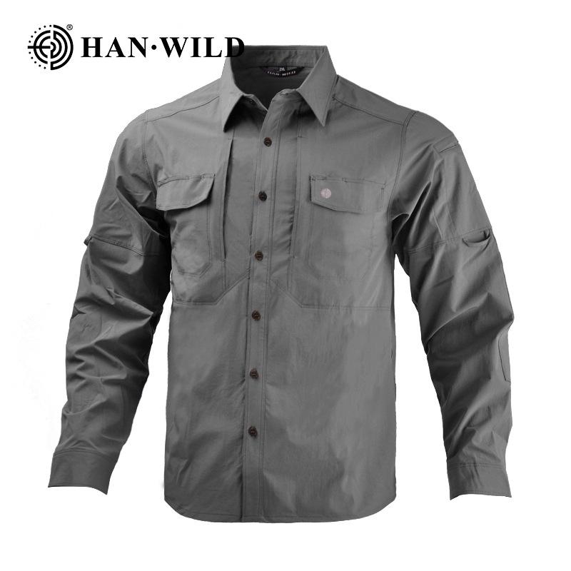Hanyue City Tactical Breathable Quick-Dry Outdoor Shirt for Casual and Business Wear M серый