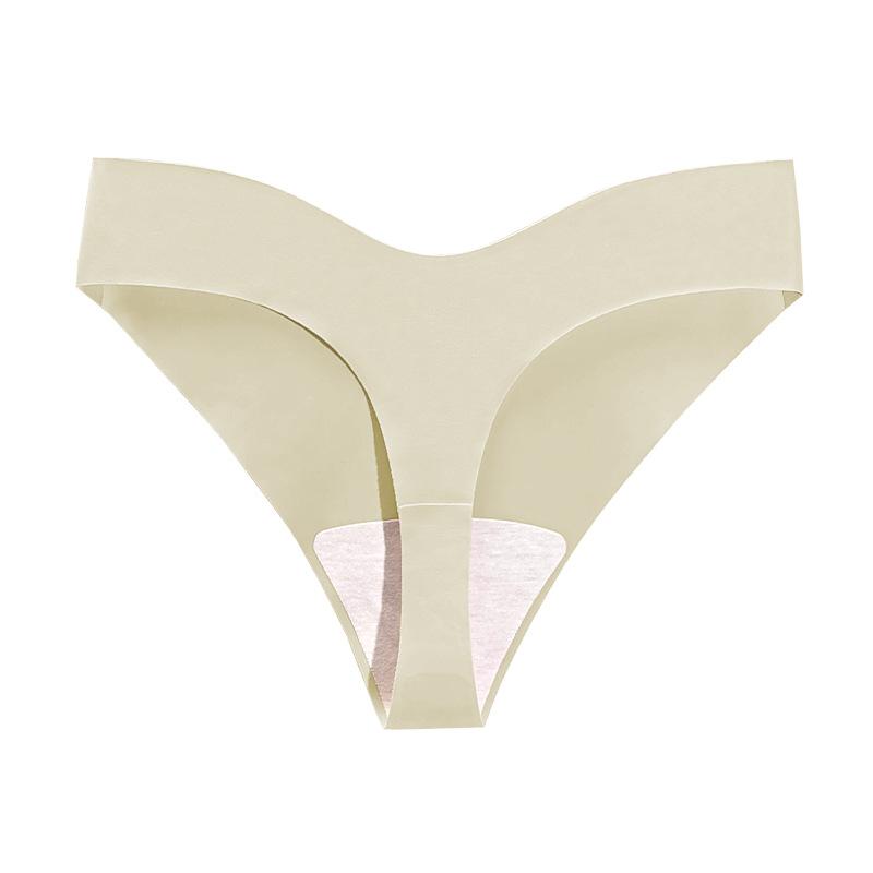 Plus Size Women's Sexy Pure Cotton Antibacterial Crotch Ice Silk One Piece Non Mark Low Waist Thong Underwear