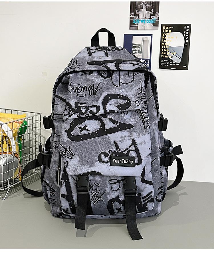Schulrucksack Trendmarke Rucksack Herren Ins Trendig Cool Große Kapazität Graffiti Rucksack Herren Freizeit College Student Campus Schulrucksack