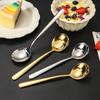 Stainless Steel Tableware Elegant Round Spoon Dessert Spoon Household High Temperature Resistant Rust Proof Children Spoon
