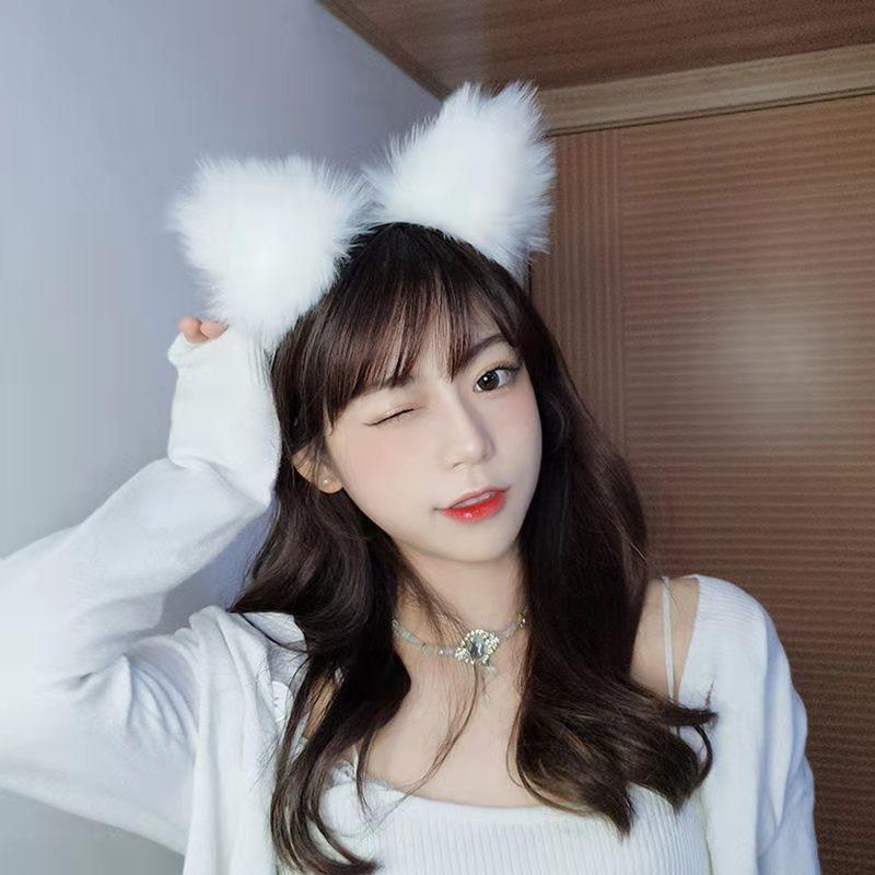 Ice fruit sexy plush fox cat ears headband live streaming host hairpin cute beast ears head