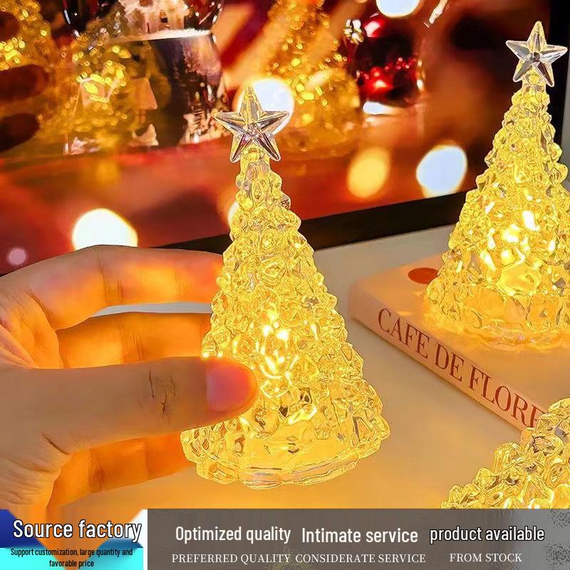 Mini LED Star Tree Night Light: Christmas Ornament & Ambient Lamp