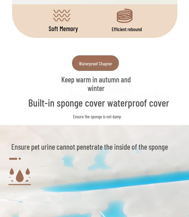 

Съемная и моющаяся лежанка для питомцев из пены с памятью - Теплый коврик для собак и кошек для осени/зимы (Внутренняя наволочка не входит в комплект) 50x40x10cm