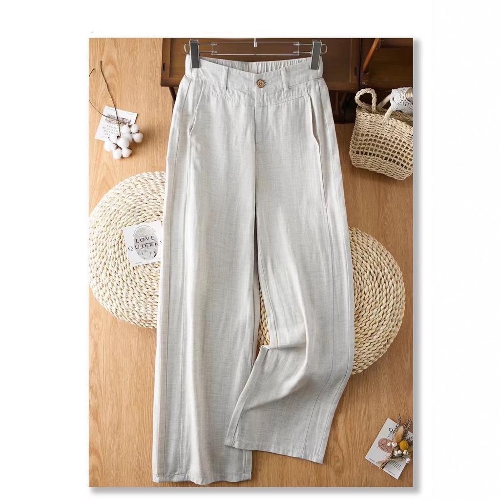 Fashion loose wide-leg pants women's summer linen narrow straight-leg pants 1116 new high-waisted drape versatile casual pants