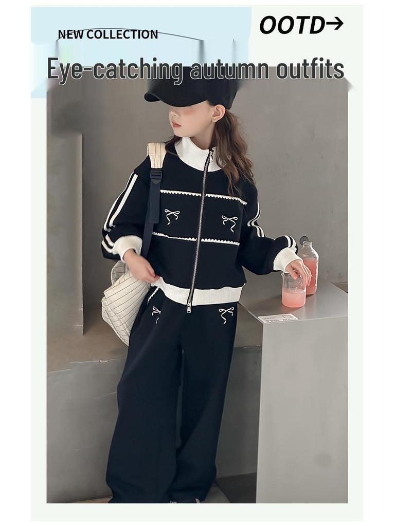 2025 Girls' Fashionable Spring & Autumn Tracksuit: Stylish Jacket for Big Kids