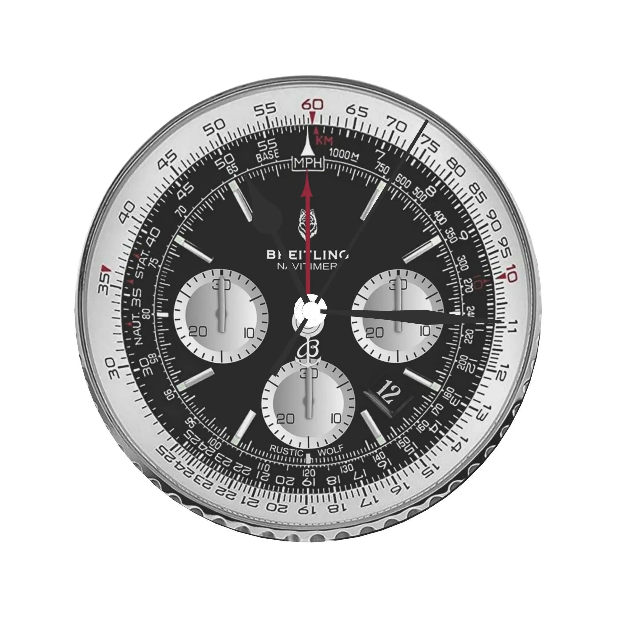 

Black Luxury Watch Face Wall Clock Room Decoration Silent Round Clock for Bedroom Living Kitchen Home 9.8 in