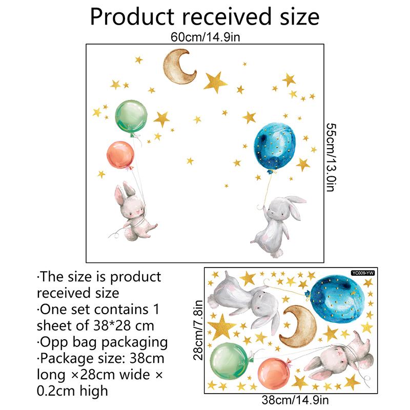 Bunny Balloons Glow-In-The-Dark Star Wall Stickers Cartoon Wall Stickers Glow-In-The Dark