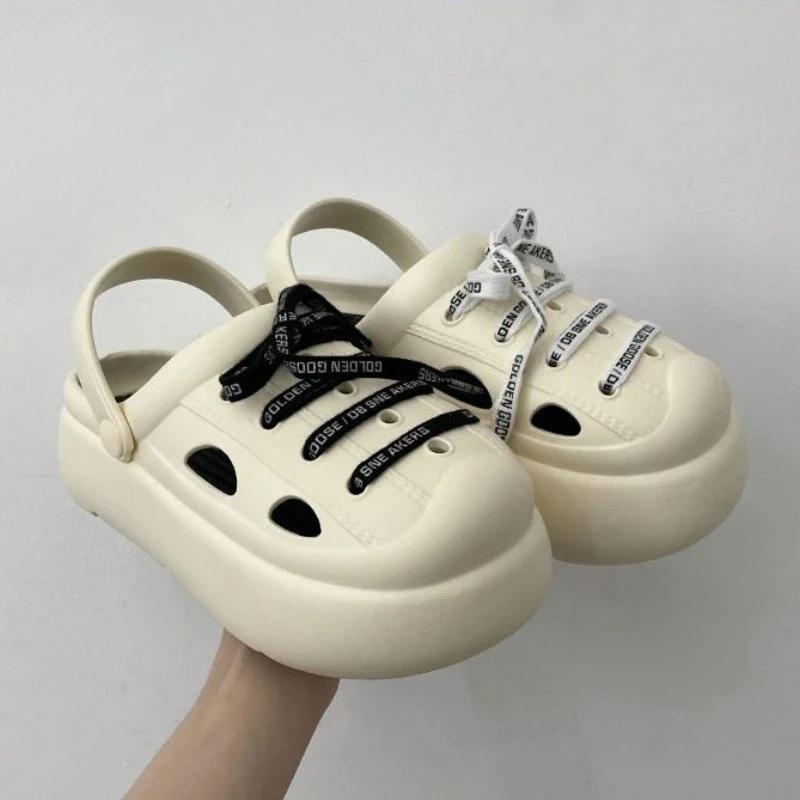 Fashion Anime Outside Round Toe Thick Shoes Cartoon Cute Height Women's Slippers and Ladies Sandals on Beach Mules Slides Pvc Unique Vip