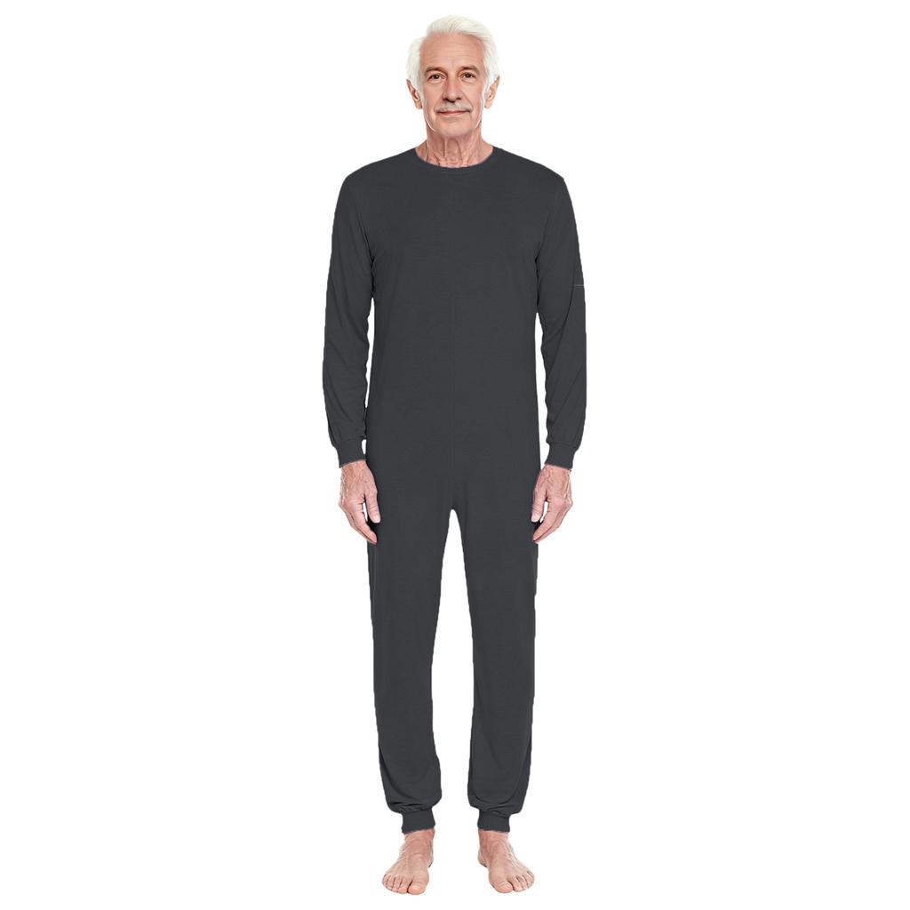 Unisex Adaptiv Jumpsuit Rundhalsdesign Långärmad Dragkedja bak Långa byxor Etdelad Romper Särskilda behov