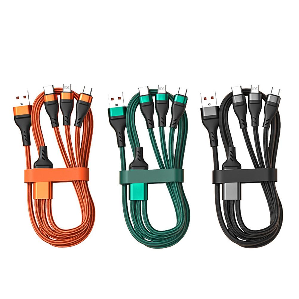 100W 6A 3-IN-1 USB Cable Fast Charging Cable Multi Charging Cord USB Cord Adapter Braided Wire For Mobile Phone Tablet Laptop