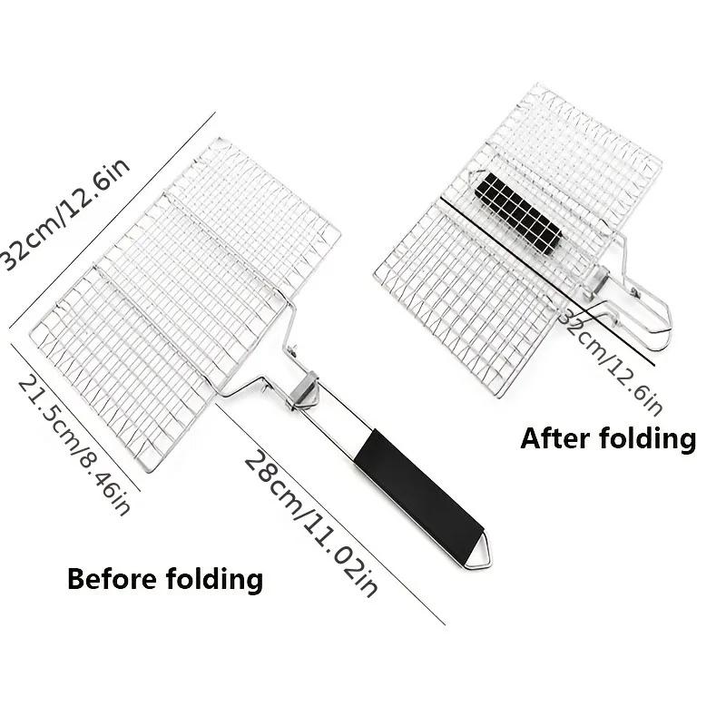 304 Stainless Steel Grill Net Clip with Handle Perfect Outdoor BBQ Family Gatherings Camping Trips Picnic Cookware Barbecue Tool