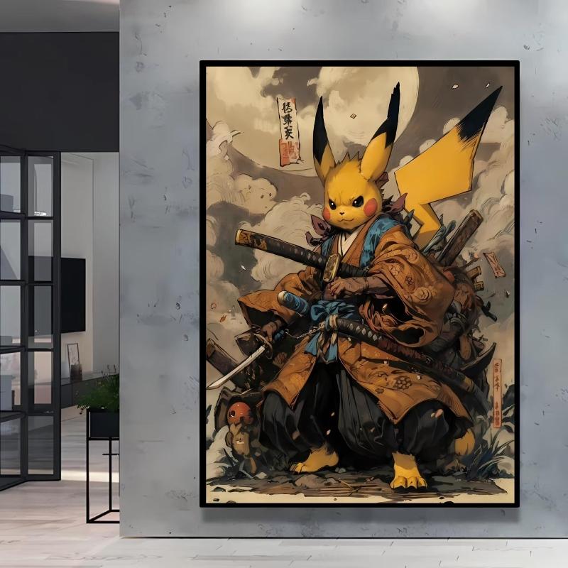 Japanese Classic Anime Pokemon Pikachu Retro Canvas Poster Prints Cartoon Picture Home Children's Room Decoration Holiday Gift