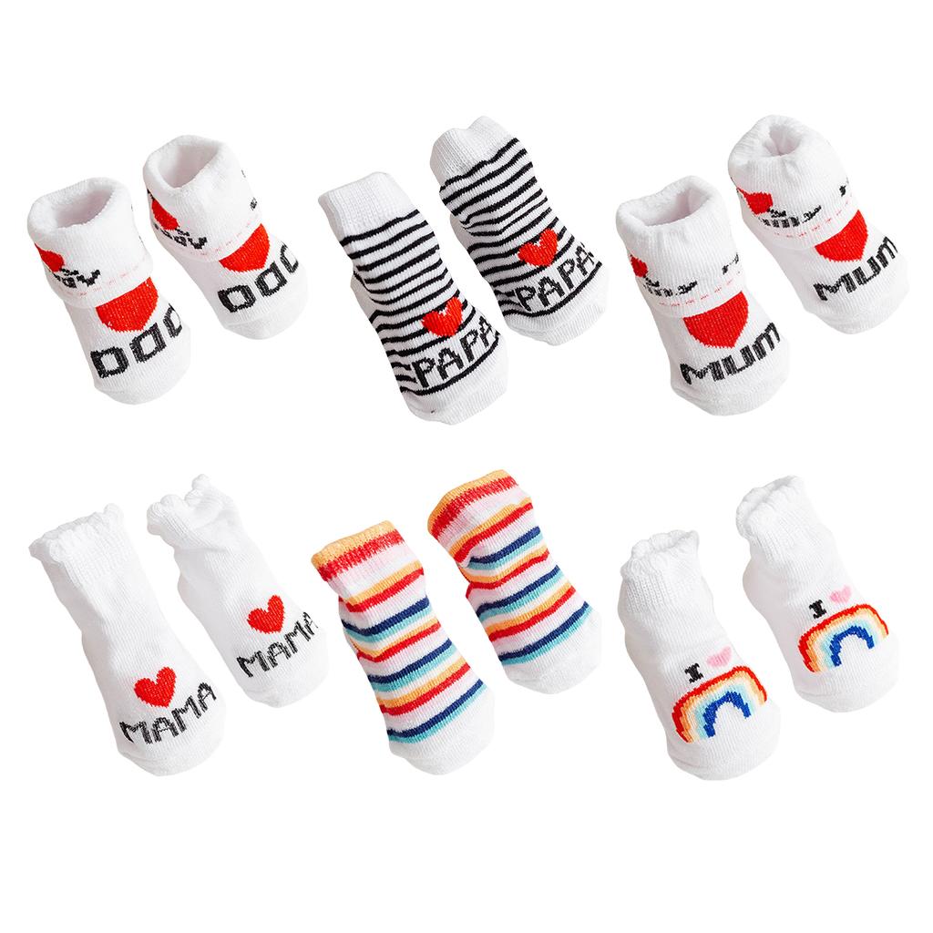 Söta baby bomullsstrumpor Vita Jag älskar mamma/pappa 0-6 månader Nyfödda spädbarn Pojkar Flickor