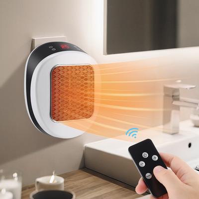 Chauffage Électrique Domestique 600W Chauffage Corporel d'Hiver Chauffage d'Espace Portable à Prise Murale avec Télécommande Mini Chauffage à Chauffage Rapide pour Bureau