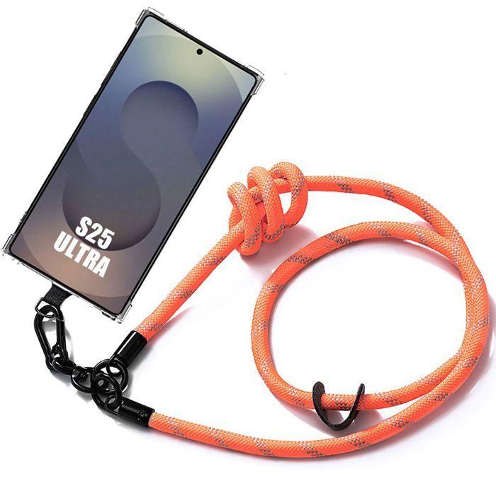 Coque pour Samsung Galaxy S25 Ultra - Coins Renforcés avec Lanière Orange - BOOLING