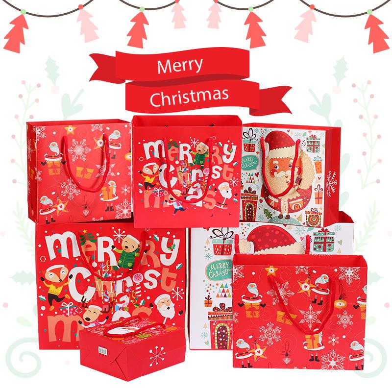 Red Christmas Gift Tote Bag for Christmas Eve Apple Packaging