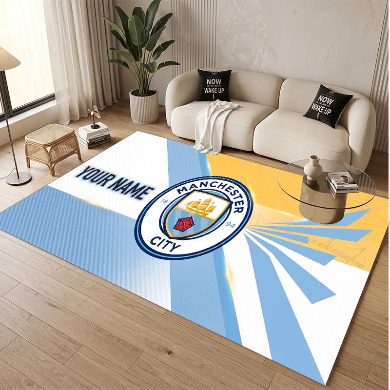 Personalized Crystal Velvet Carpet Manchester City Pattern Non Slip Floor Rug