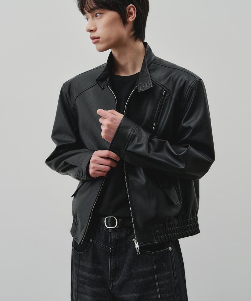 Alyss Defined Leather Harrington Jacket [Black]