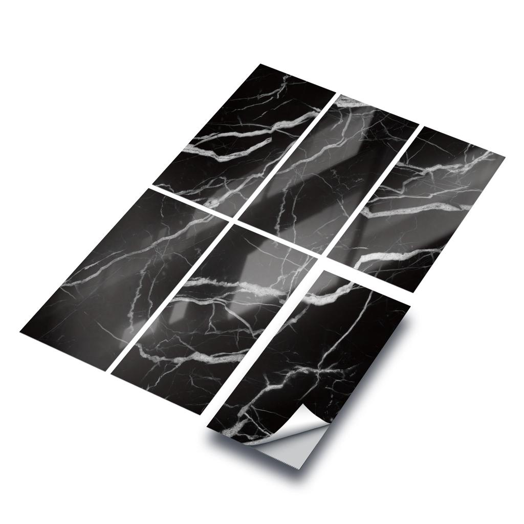 Marble Pattern Glossy Tile Wall Sticker Self-Adhesive Living Room Bathroom Renovation Wall Decoration Waterproof And Moisture-Proof Wallpaper