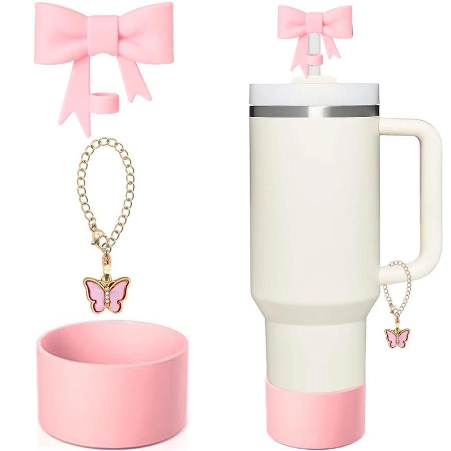 1/3pcs Bow Straw Covers Cap Toppers Compatible with Stanley 40 Oz Tumbler Cups for 0.4in/10mm Stanley Cups Straws Accessories