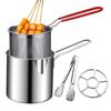 Deep Frying Pot Kitchen Fryer With Strainer Stainless Steel Tempura Fryer Pans Fry Pot Chicken Fried Chicken Cooking Tools