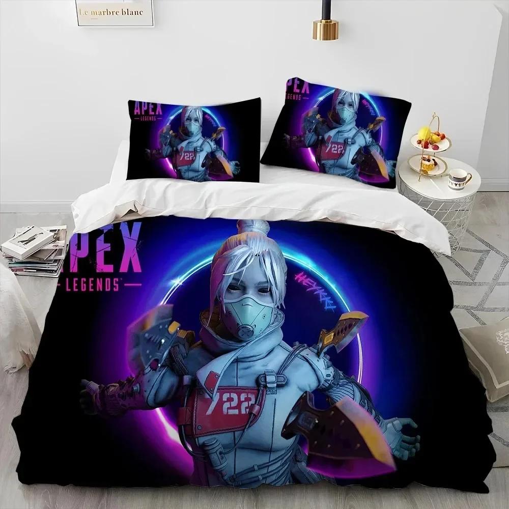 A-Apex Legends Game Gamer Cartoon Bedding Set Printed Bed Set With Pillowcase Bed Duvet Cover Soft Single Double Queen King Size