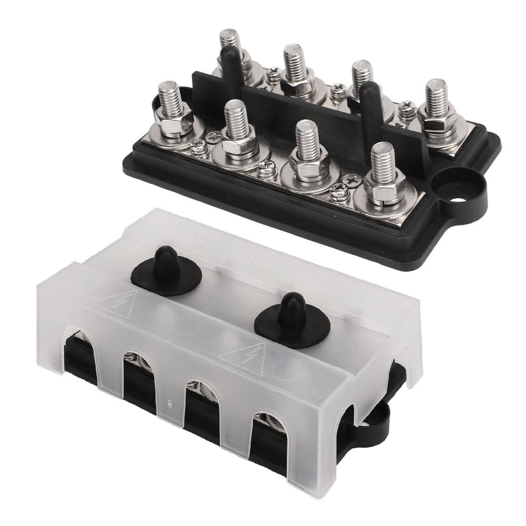 Power Distribution Block DC12 to 48V 150A 8 M10 Studs Battery Bus Bar for Cars Boats Yachts Trucks