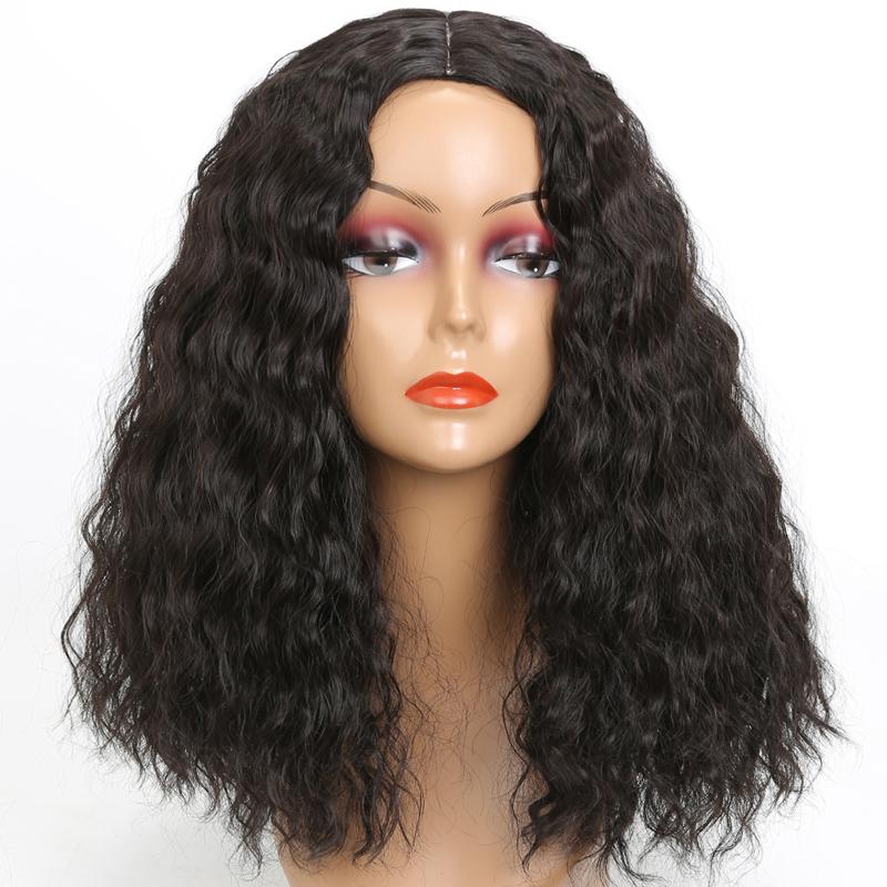 

MISS WIG Короткие волнистые черные парики без челки Парик из синтетического волокна для женщин Повседневная одежда wig&cap