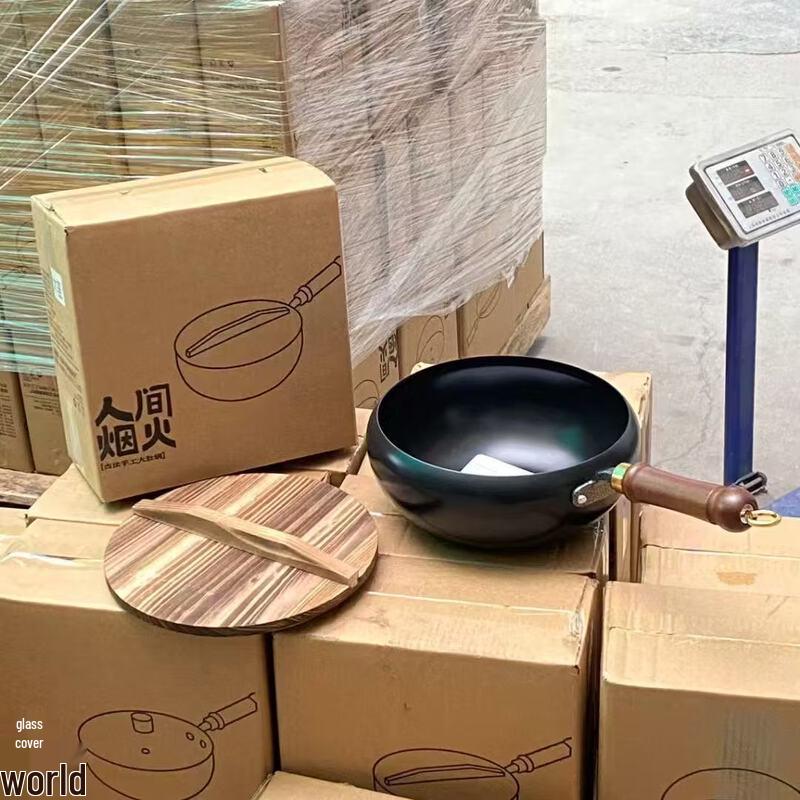 ZISIZ Non-stick Iron Pot with Solid Wood Lid