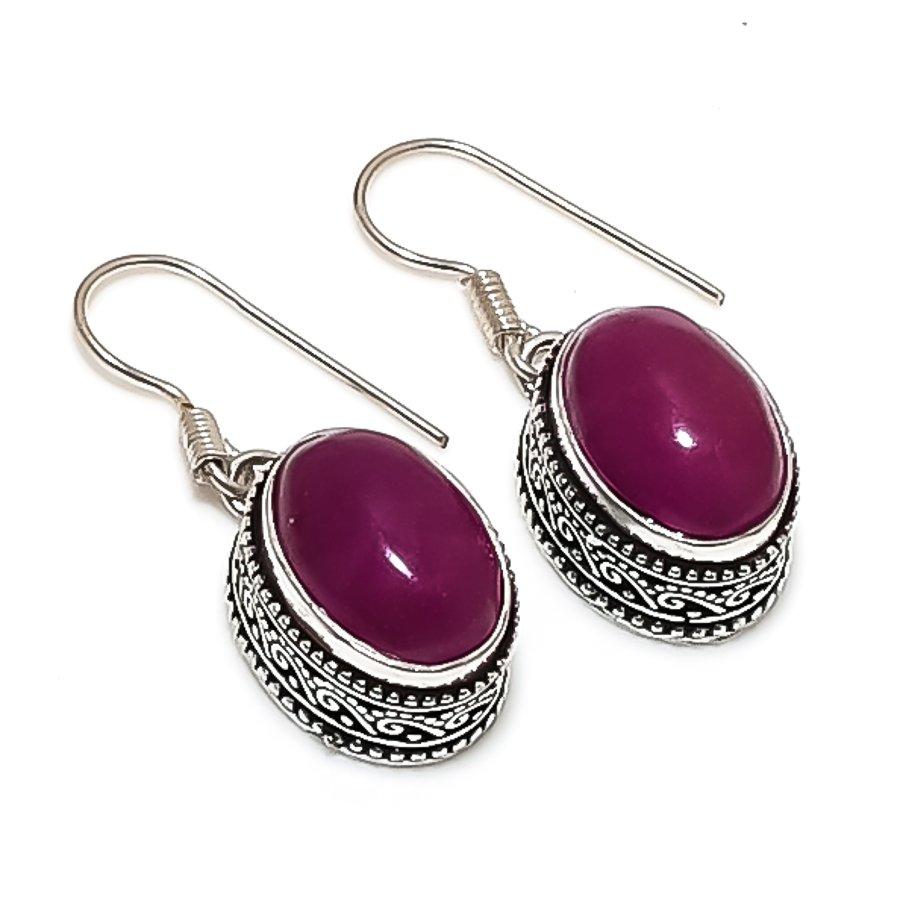 

Ruby(Simulated) Gemstone 925 Sterling Silver Jewelry Earring 1.38 p5b17