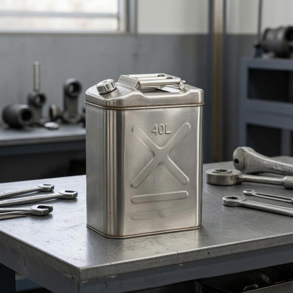 Oil Canister with Handle Stainless Steel Backup Petrol Tank Leakproof Can Drivers, Camping,