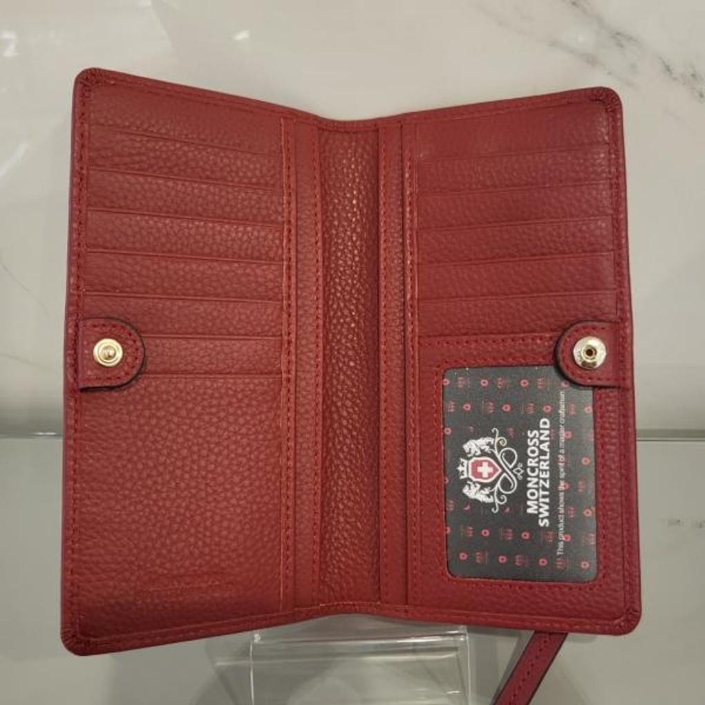 Moncross 8055AWWN Slim Women's Cowhide Long Wallet Card Holder