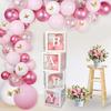 Blue Baby Shower Boxes Boy Girl Transparent Balloon Box Baby Shower Decorations Boxes Block Babyshower Birthday Party Supplies