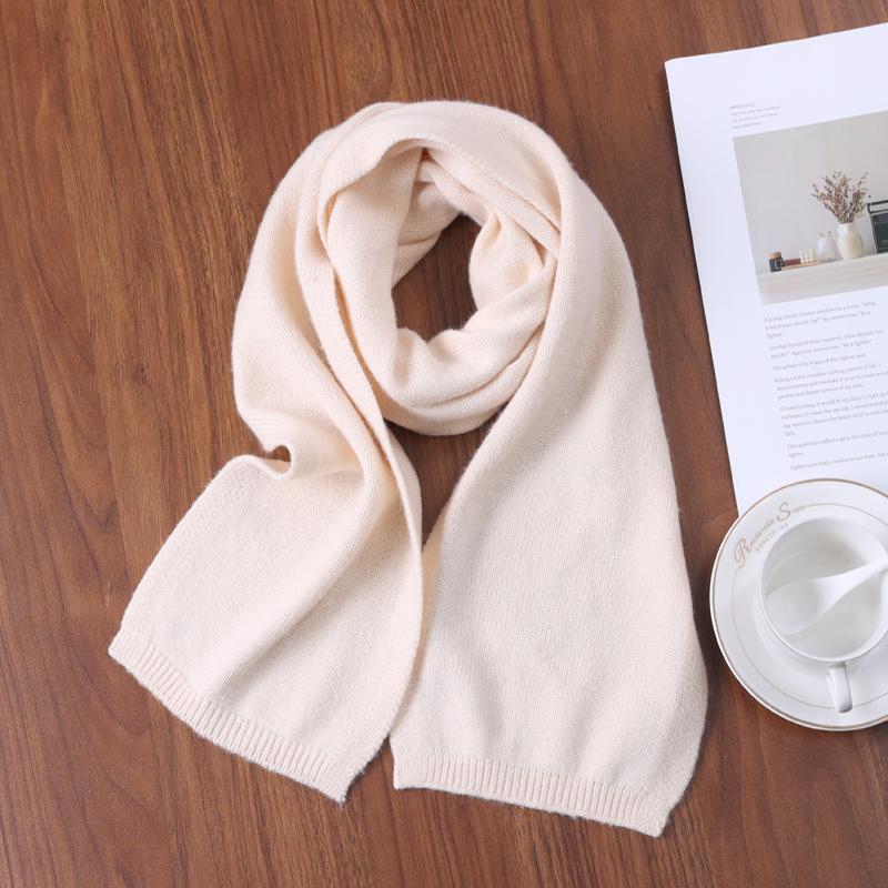 100% Pure Wool Solid Color Knitt Scarf Winter Women'Sthermal Neck Wrap Casual Thick Neckerchief Wraps Soft Warm Dressing Up