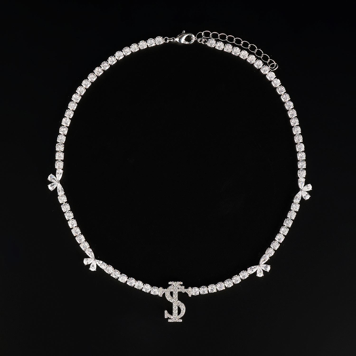 Tennis Chain, Zircon Full Diamond Necklace, Butterfly Neck Chain, Men s and Women s Trend Personalized Collarbone Chain Accessories 2026 43CM