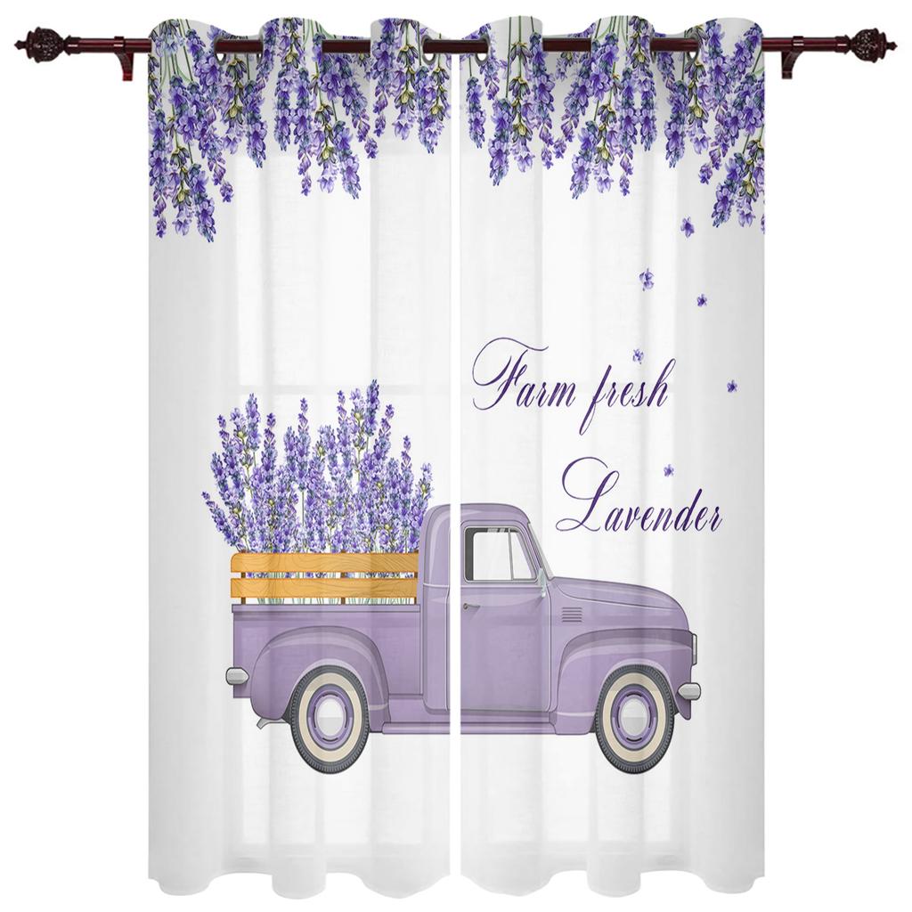 Pastoralen Stil Lavendel Fahrrad Fenster Vorhang Home Decor Vorhänge für Wohnzimmer Schlafzimmer Küche Tür Vorhang