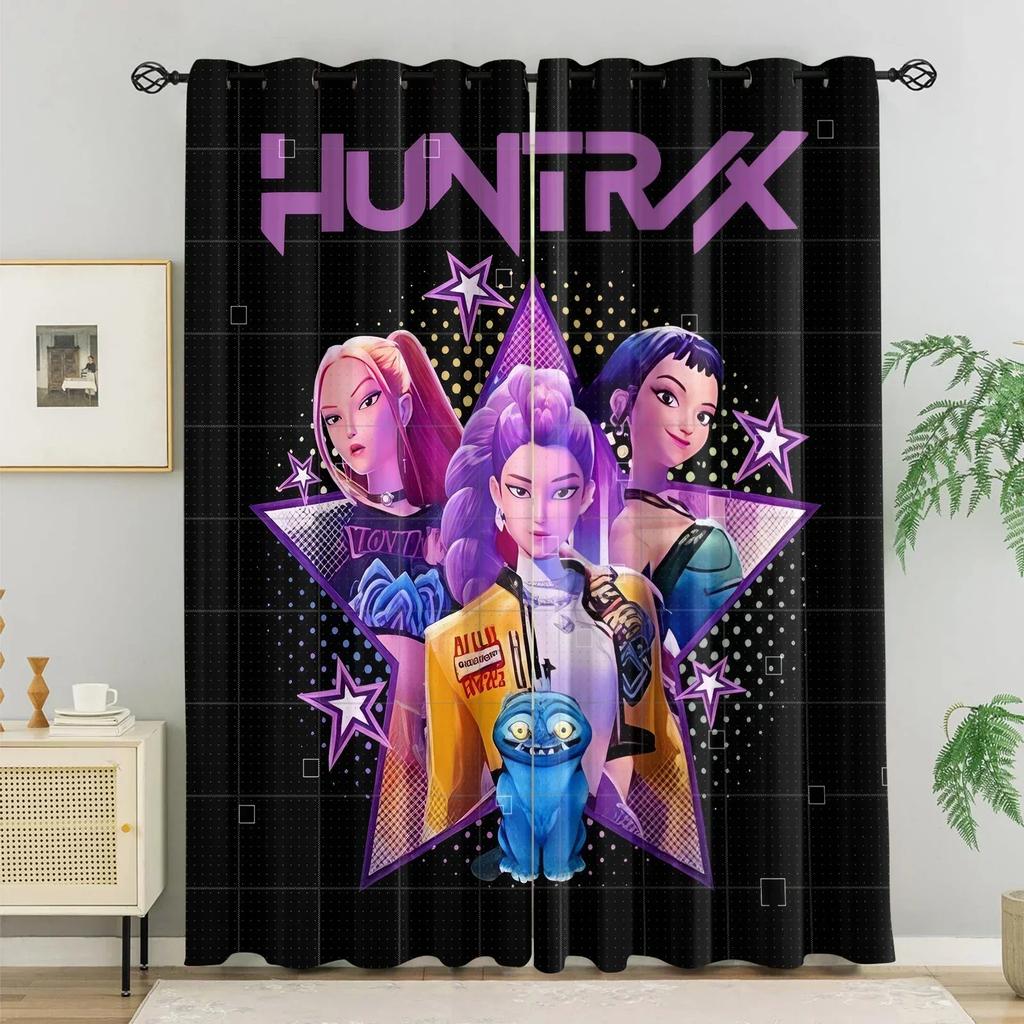 2er-Pack K-Pop-Themen Verdunkelungsvorhänge 85 Prozent Lichtblockierend Ösenfenstervorhänge für Schlafzimmer und Wohnzimmer