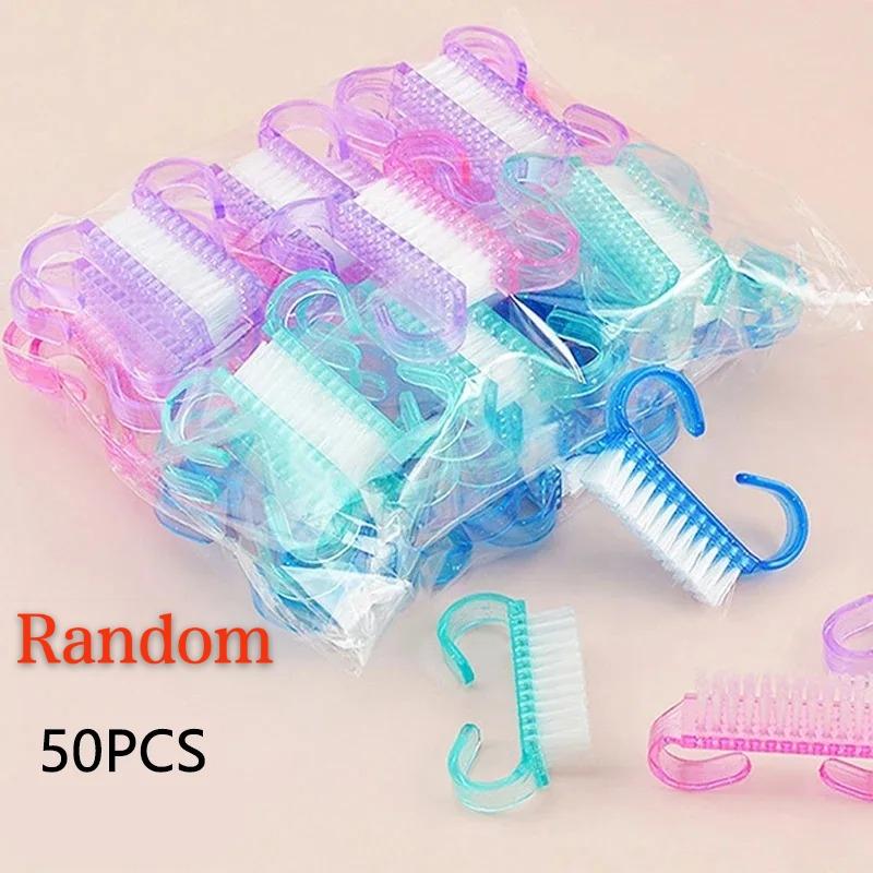 Plastic Nail Brushes Mix Color Nail Hand Scrubbing Cleaning Brush Dust Cleaner Nail Art Manicure Soft Remover Tools