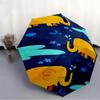 1pc Elephants, Pond Automatic Folding Umbrella - Compact 8-Rib Design, Durable Plastic & Iron, Lightweight for Outdoor Daily Use011