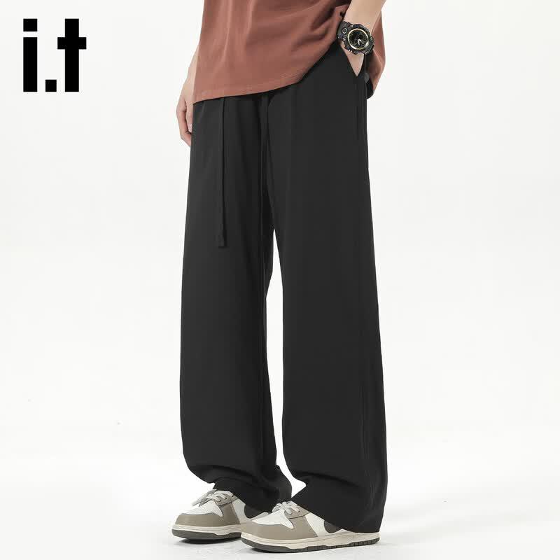Izzueit Men s Quick-Dry Straight-Leg Casual Pants L чёрный