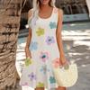Women's Summer Floral High Waist Bohemian Dress Casual Hawaiian Flowing V Neck Holiday Dress