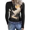 Womens Long Sleeve Halloween Print Fitted Crew Neck Base Layer T Shirt Slim Fit Stretchy Top for Casual Wear