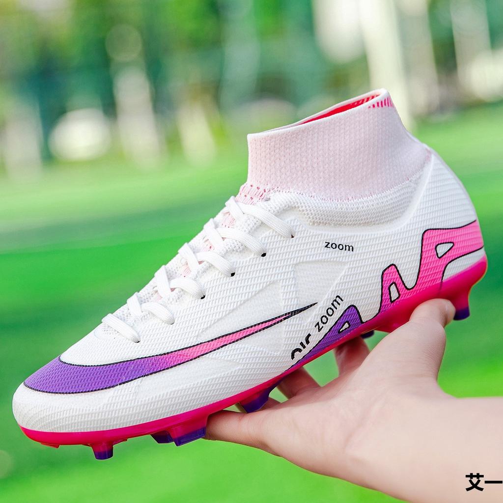 Pantofi de fotbal fără cusături din țesătură fly, ghete înalte cu crampoane pentru gazon, antrenament pentru eleve