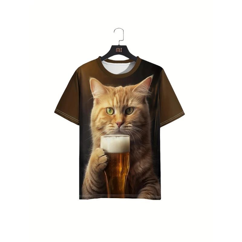 Summer Round Neck Funny Cartoon Pattern 3D Print Top Fashionable Casual Short Sleeved Men's T-shirts