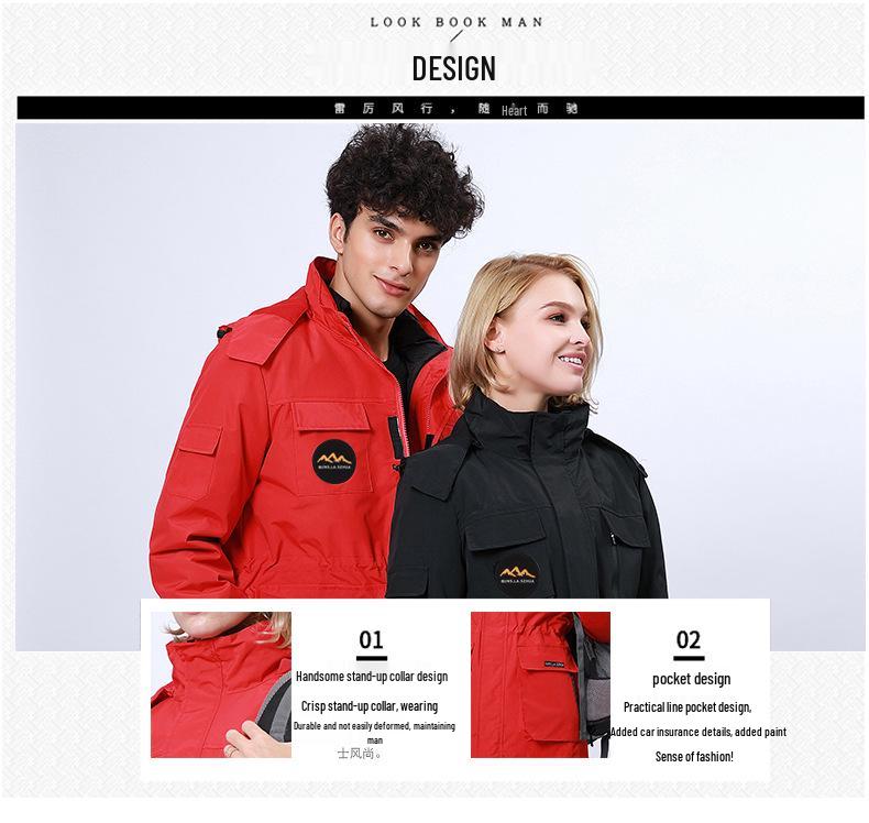 Unisex Übergröße Wasserdichte Winddichte Bergjacke mit Baumwollfutter