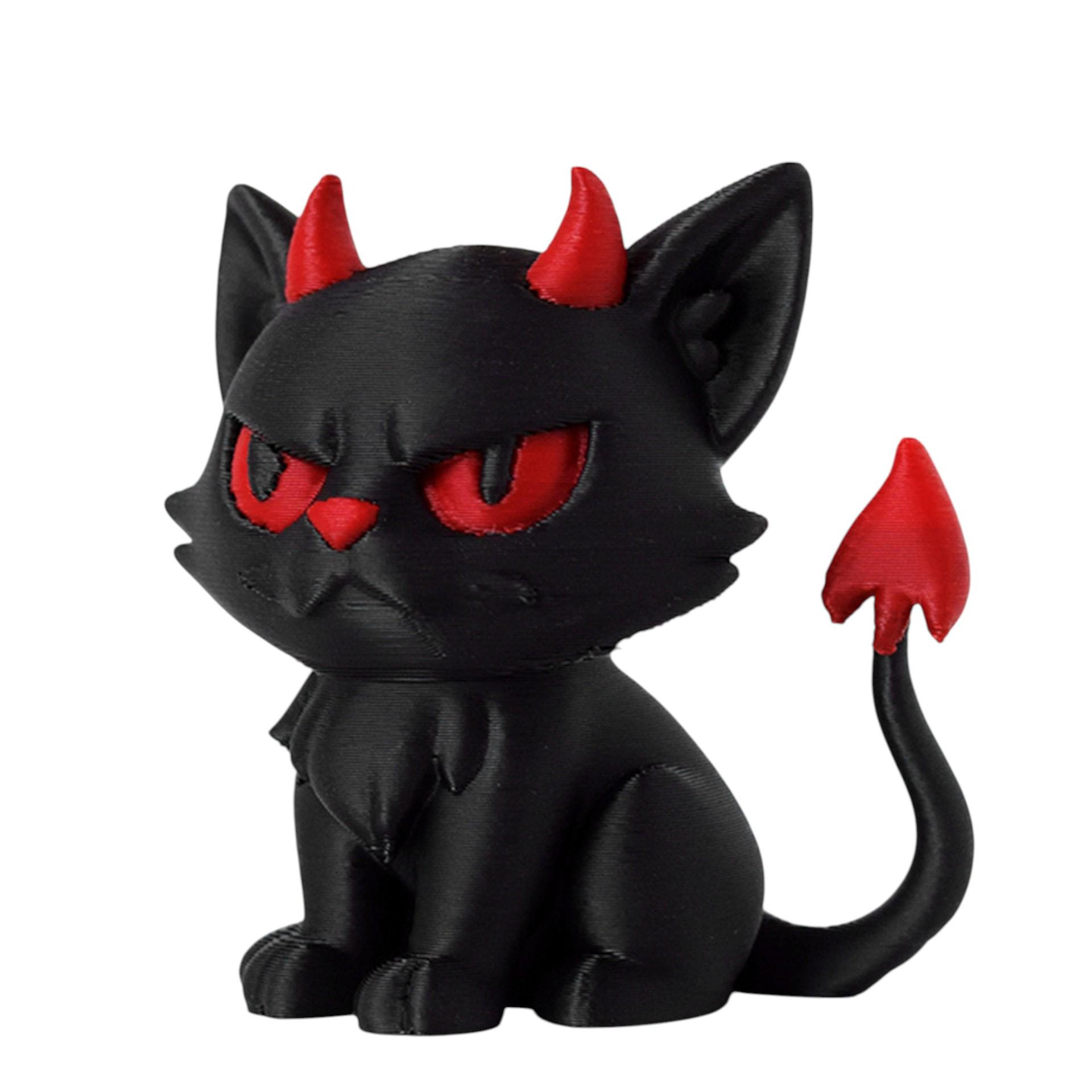 3D Printed Cute Beard Cat Toy - Creative Desktop Ornament Black and Red