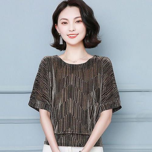 Plus Size Shine Women Blouses Glitter Loose Short Sleeve Shirt Tops Fashion Elegant Shiny Sequin Tunic Ladies Blouse